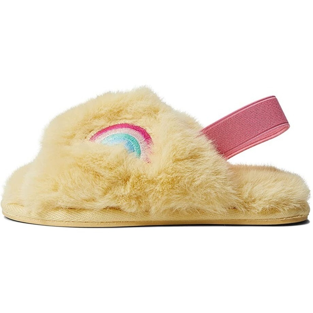 Joules Kids Kora Slippers Yellow Pink Rainbows Girls Size Medium 13/1 NEW